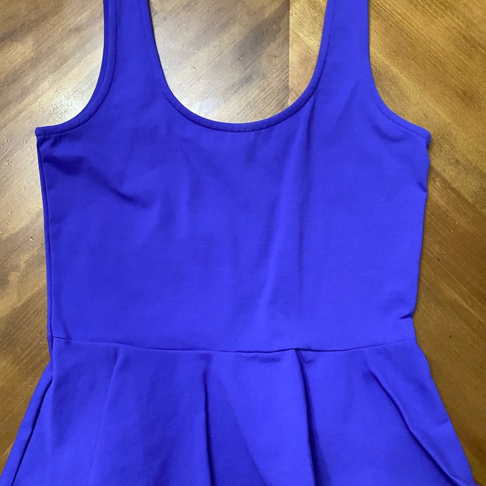 NWT BEBE Vibrant Purple Sleeveless Peplum Top